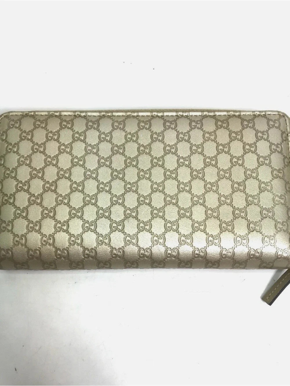 Gucci 388680 Guccissima zip around long wallet gold w/ bow detail leather - Picture 2 of 8